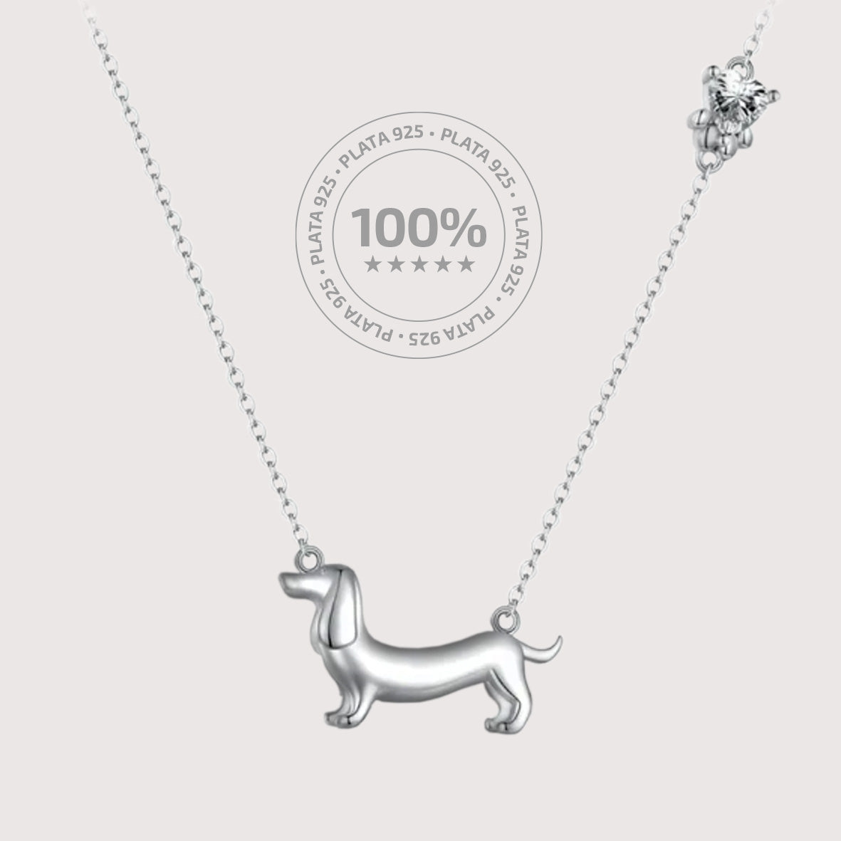 Collar 100% Plata 925 Dachshund ¡NUEVO!