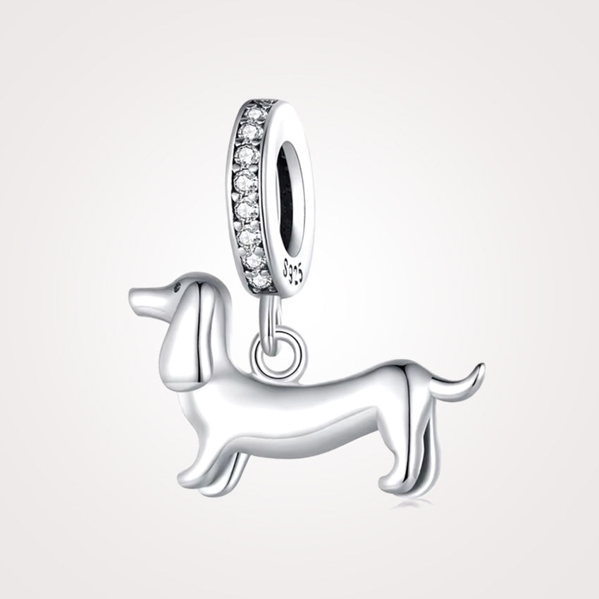 Charm / Dije Dachshund 100% Plata con Zirconias para pulseras Pandora ¡NUEVO!