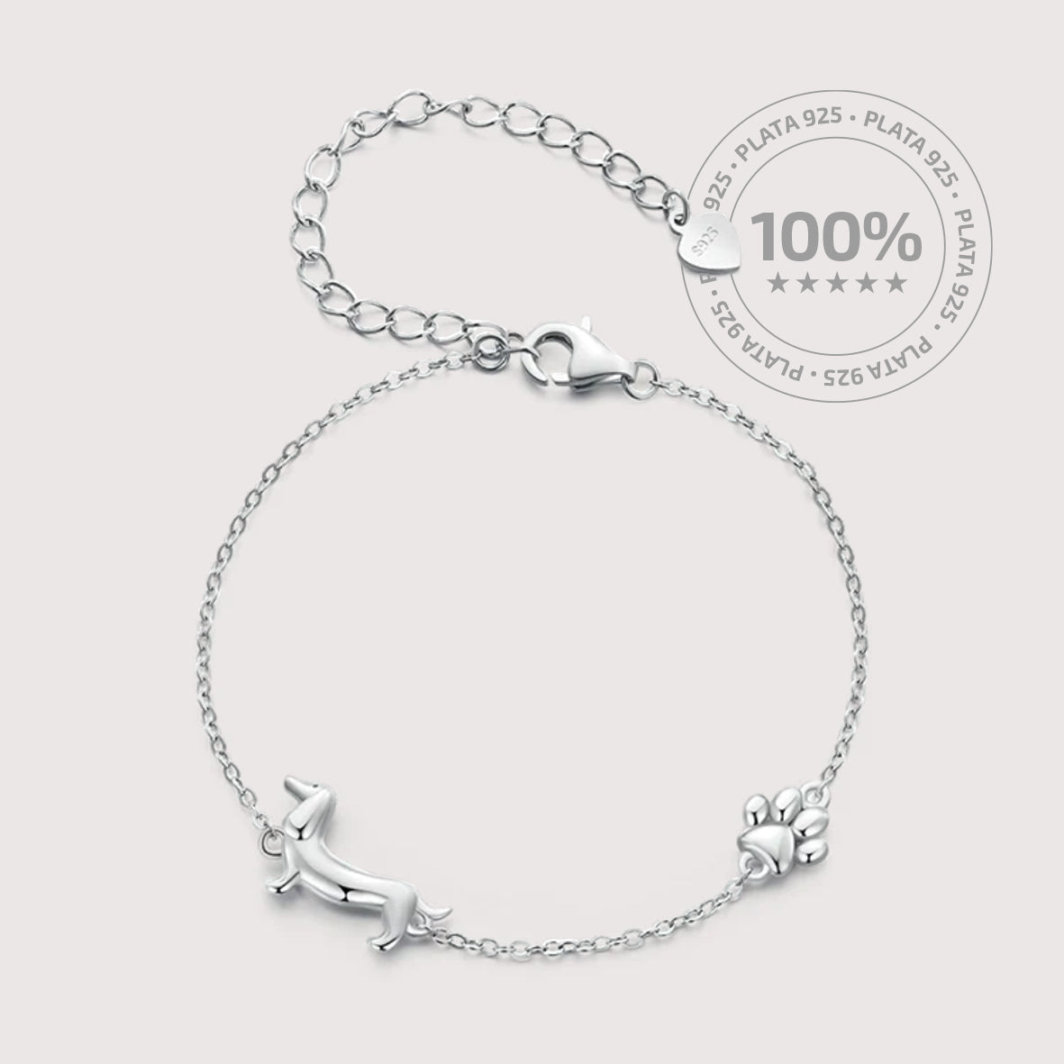 Pulsera 100% Plata 925 Dachshund ¡NUEVO!